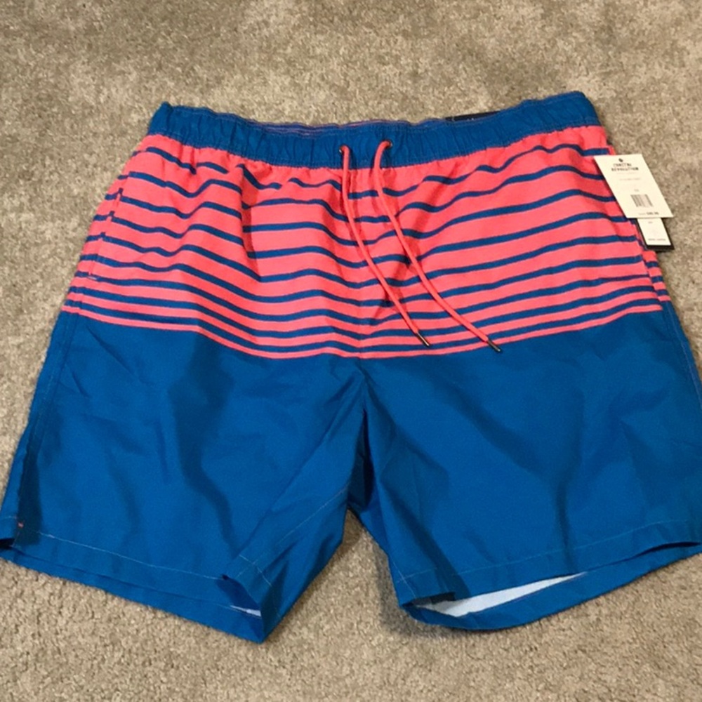 NWT Coastal Revolution teal & salmon stripe swim shorts 3X
